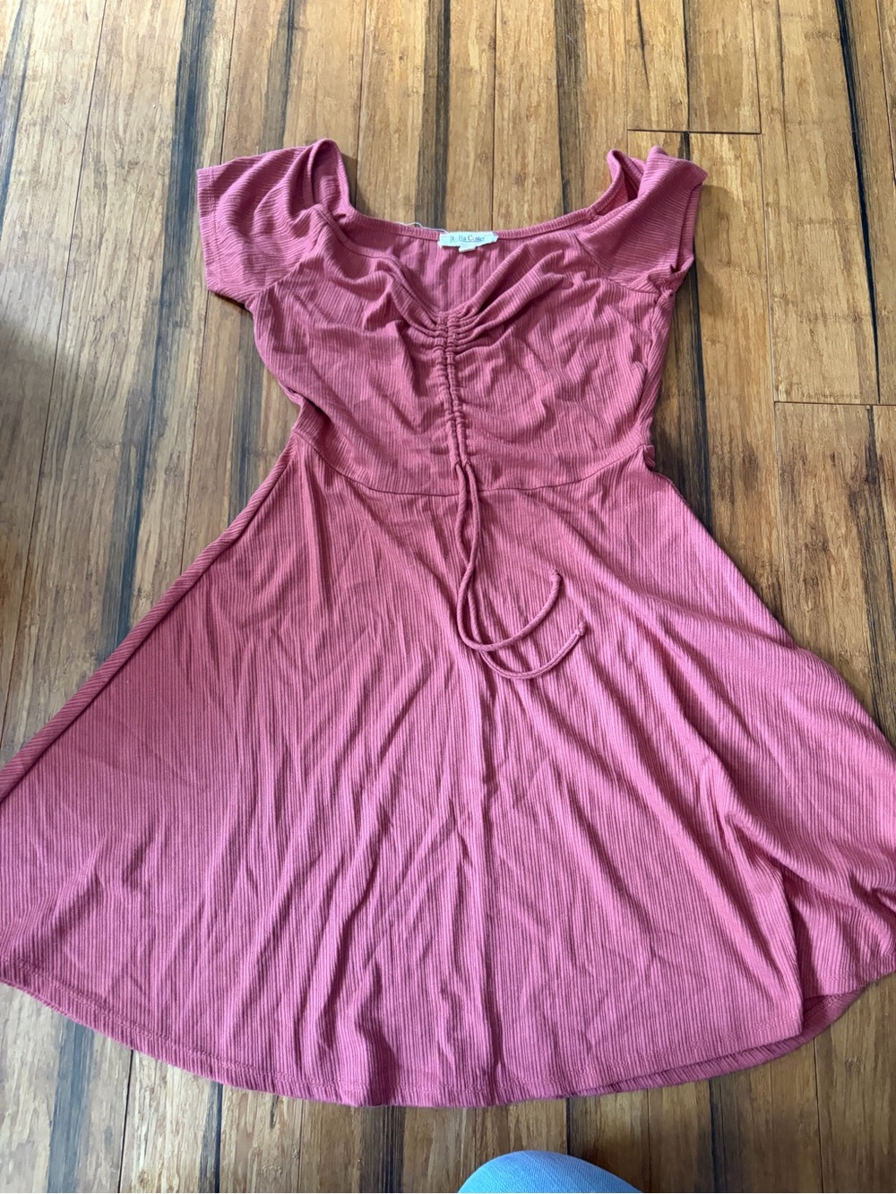 Rolla Coster Dusty Rose Ribbed Fit-and-Flare Dress